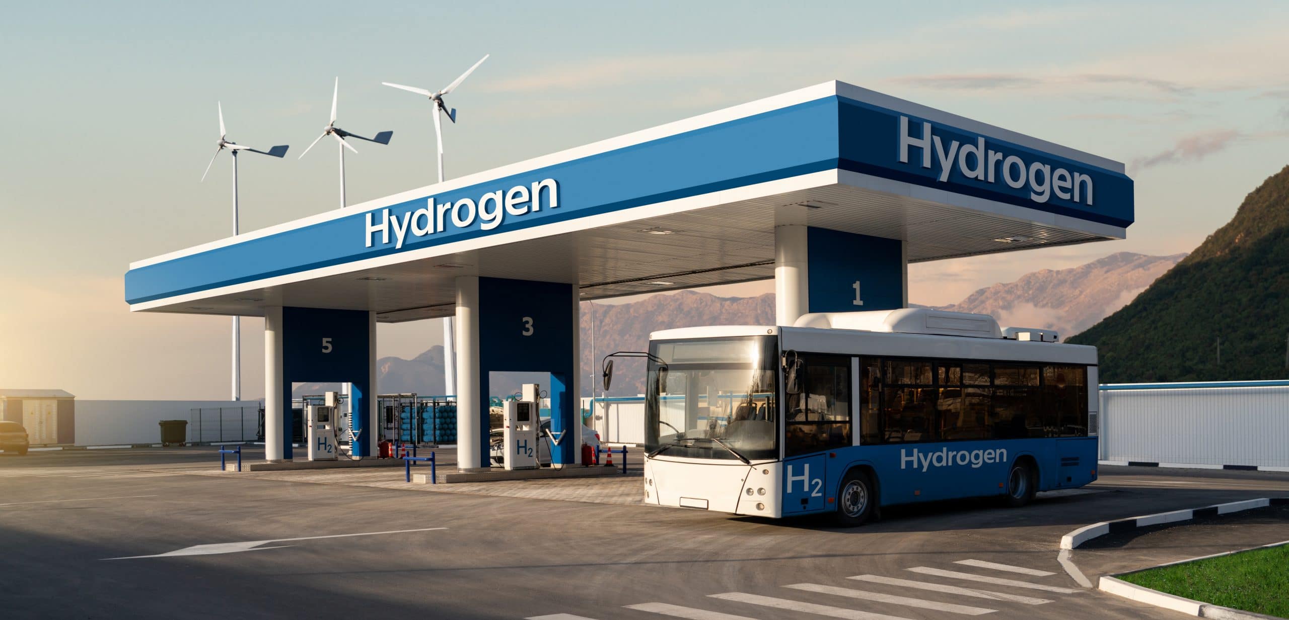 Fuel,Cell,Bus,At,The,Hydrogen,Filling,Station.,Concept